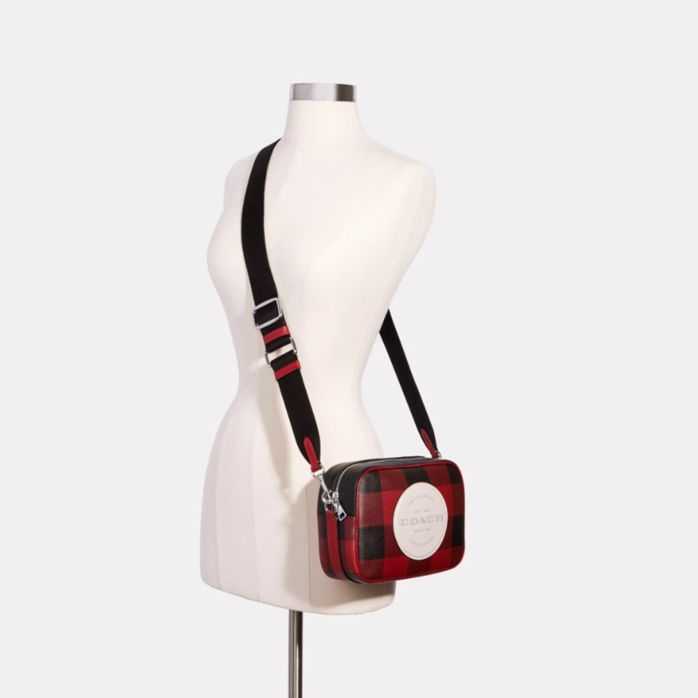 Coach Dempsey Camera Bag buffalo plaid print patch crossbody shoulder bag purse - Picture 15 of 15